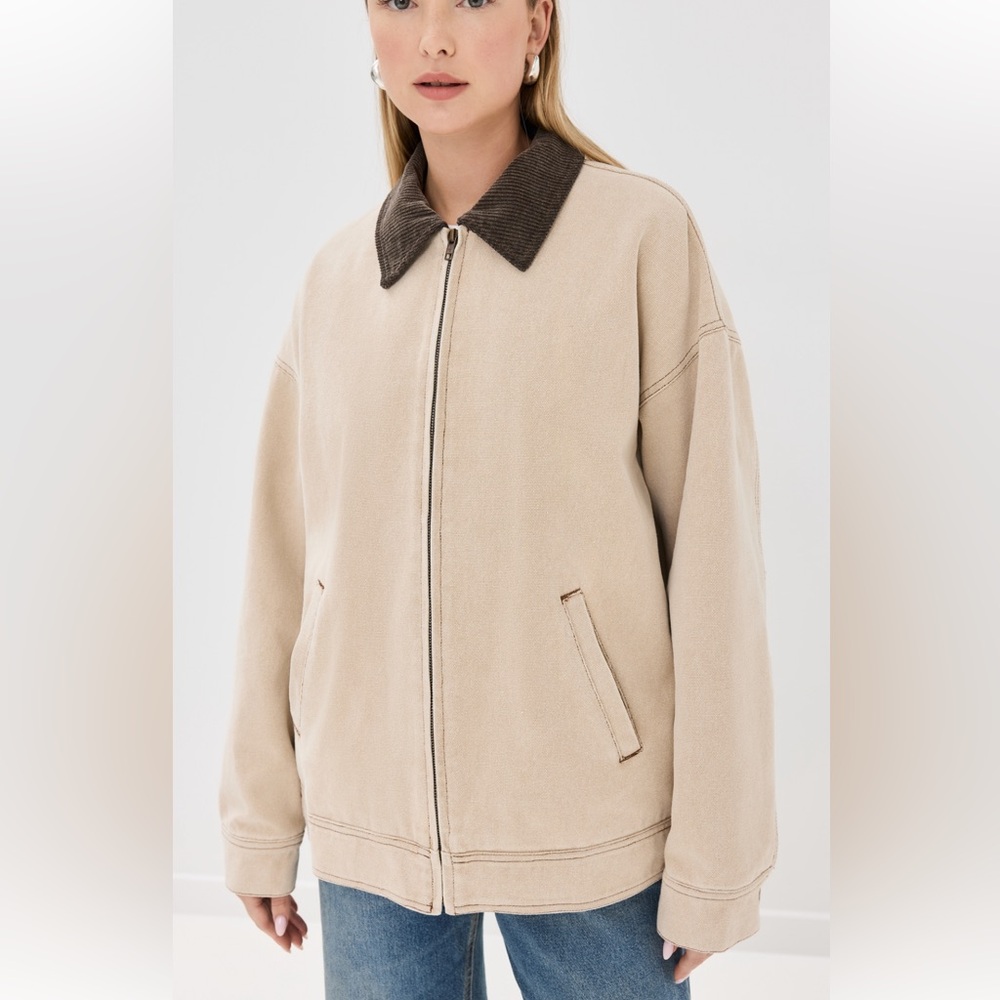 Lioness Cream Utility Jacket with Brown Collar